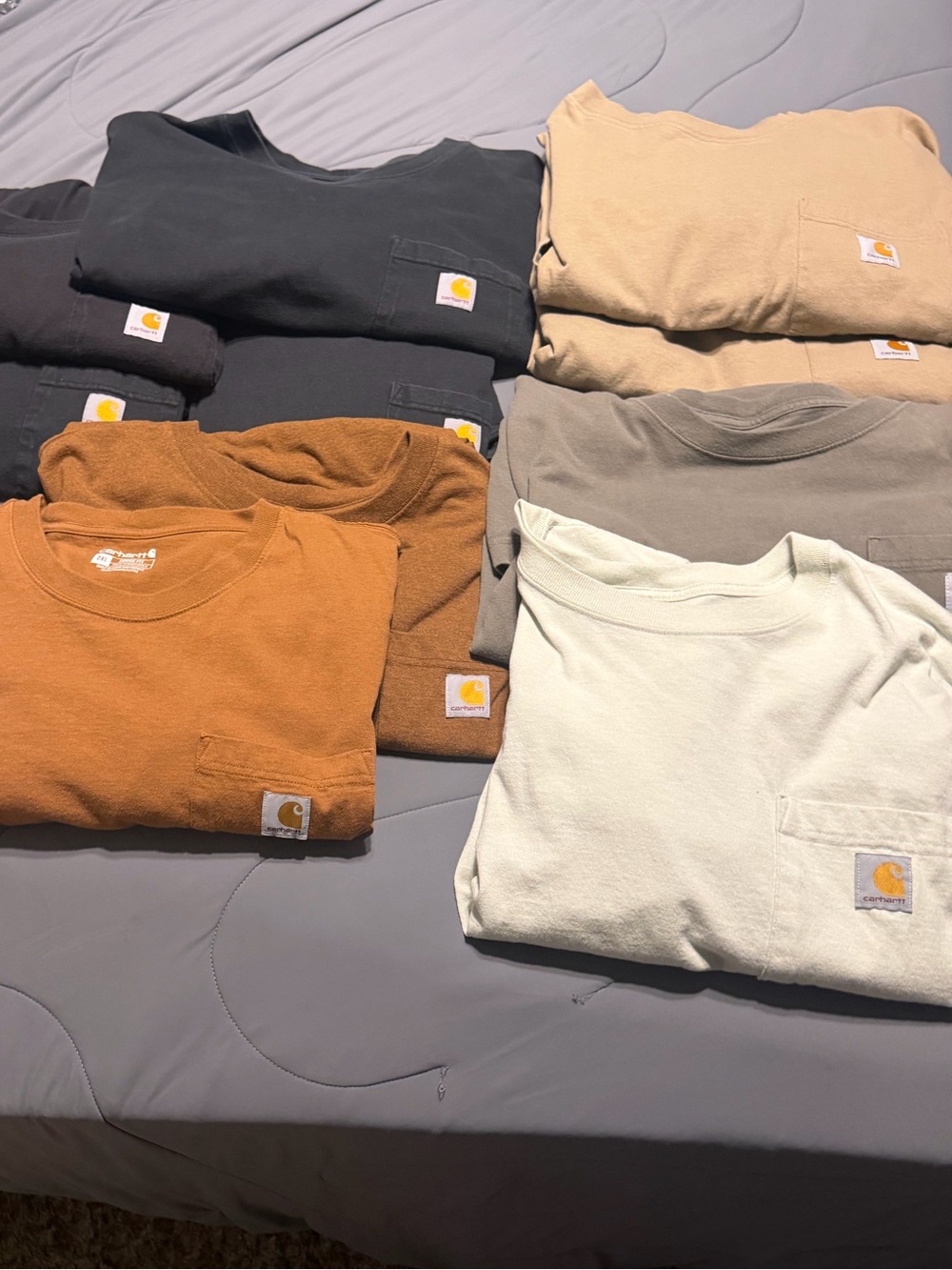 Carhartt Long Sleeve Pocket Tees - Black, Tan, Brown, Rust, Cream